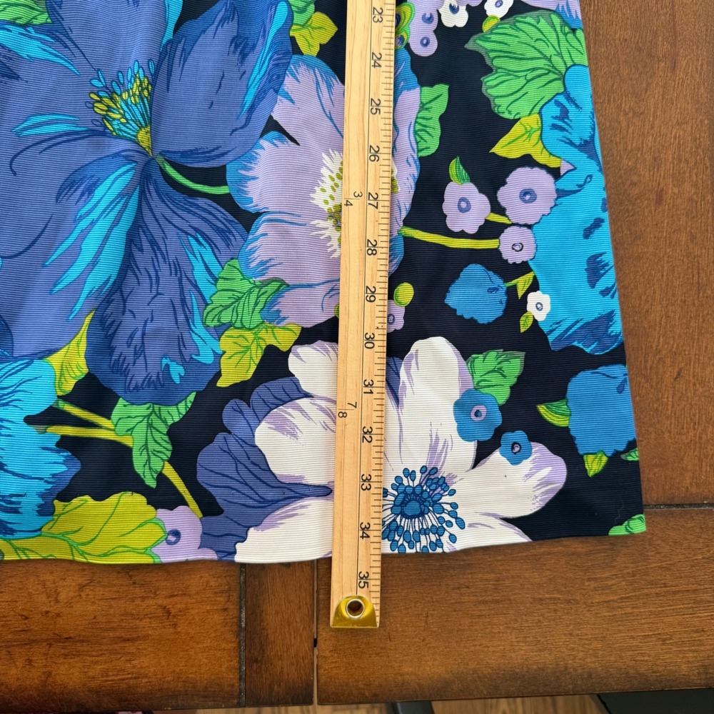 EUC $368 Size 4 Trina Turk Winnie Blue Floral Bell Sleeve Shift Dress - Picture 7 of 7